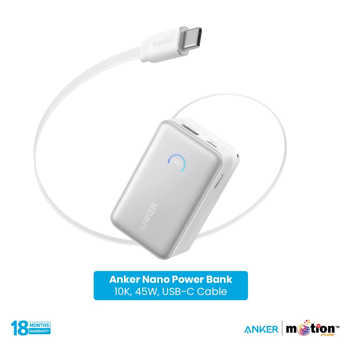 Anker Nano 45w 10000mAh Power Bank white